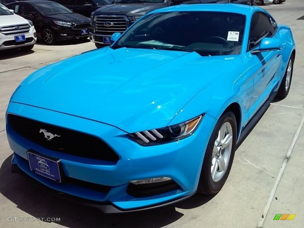 2017 Mustang V6 Coupe - Grabber Blue / Ebony photo #7