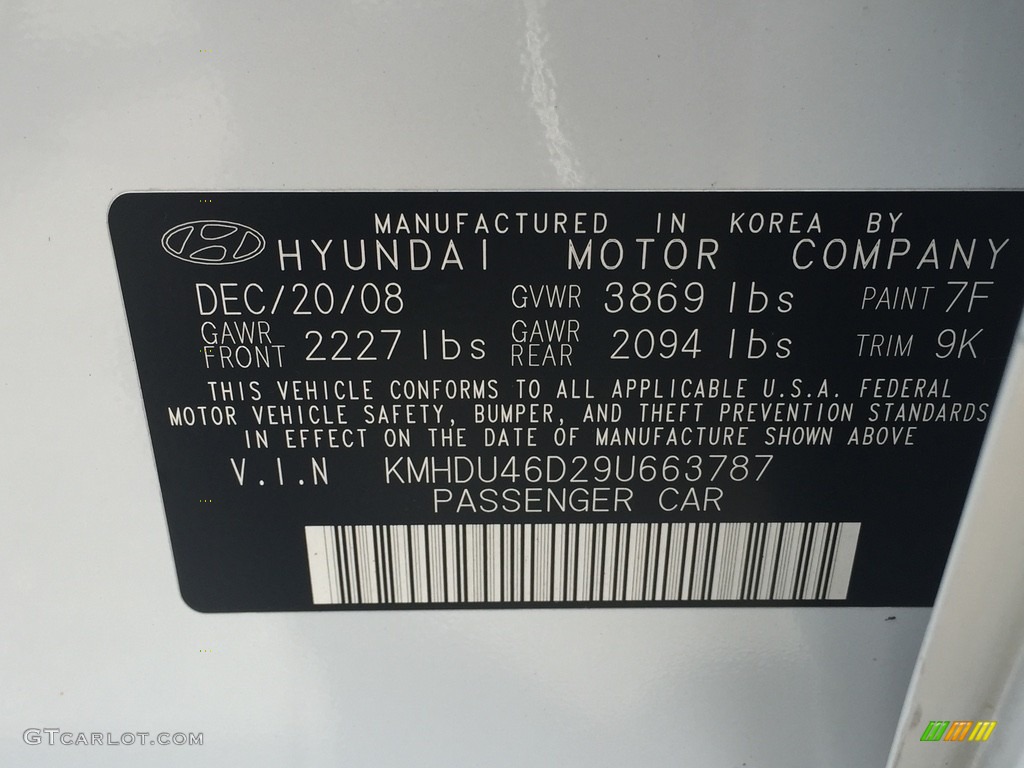 2009 Elantra GLS Sedan - Captiva White / Beige photo #24