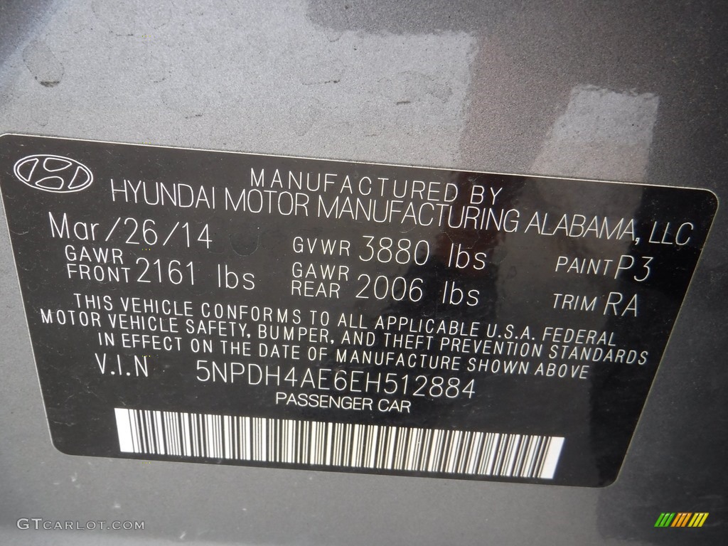 2014 Elantra SE Sedan - Gray / Gray photo #19