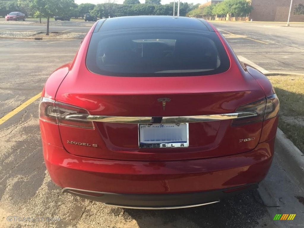 2014 Model S P85D Performance - Red Multi-Coat / Black photo #6