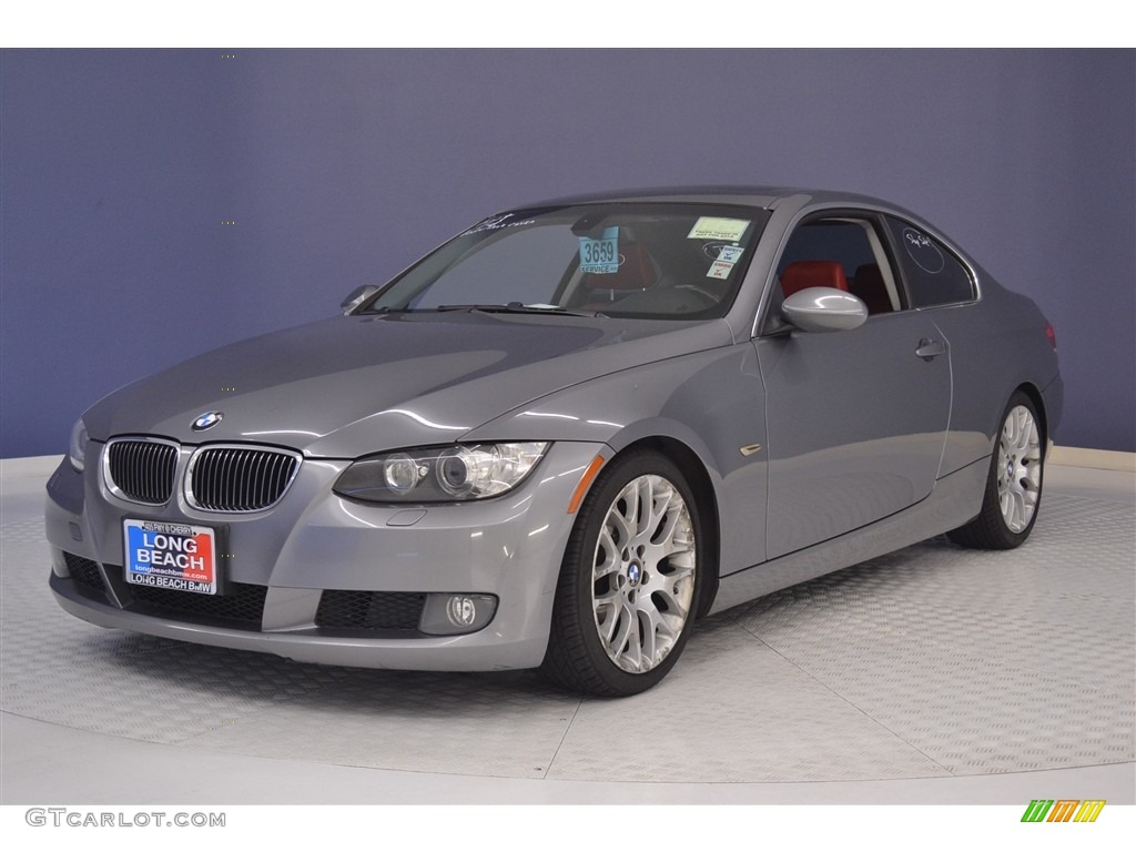2008 3 Series 328i Coupe - Space Grey Metallic / Coral Red/Black photo #3