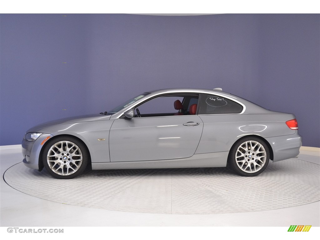 2008 3 Series 328i Coupe - Space Grey Metallic / Coral Red/Black photo #4
