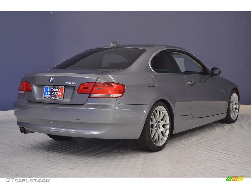 2008 3 Series 328i Coupe - Space Grey Metallic / Coral Red/Black photo #7