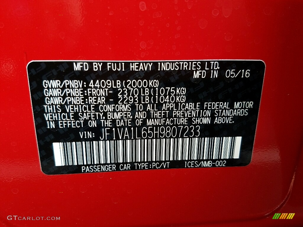 2017 WRX Limited - Pure Red / Carbon Black photo #10