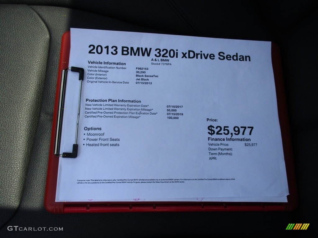 2013 3 Series 320i xDrive Sedan - Jet Black / Black photo #12