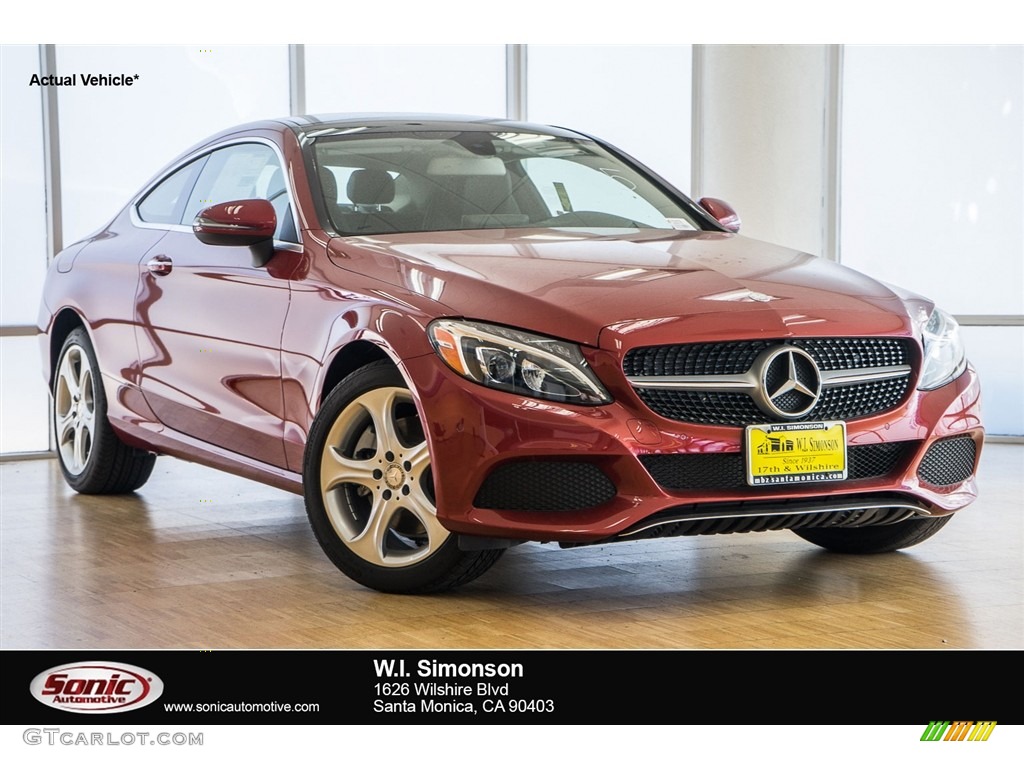 2017 C 300 4Matic Coupe - designo Cardinal Red Metallic / Black photo #1