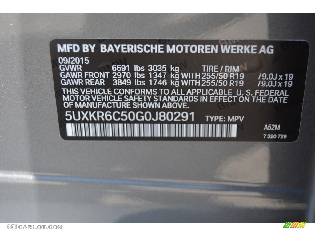 2016 BMW X5 xDrive50i Color Code Photos