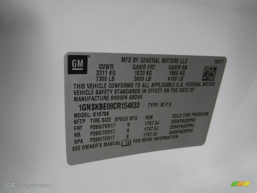 2012 Tahoe LT 4x4 - Summit White / Light Cashmere/Dark Cashmere photo #39