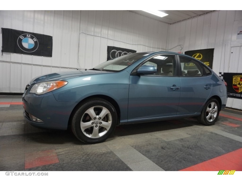 2007 Elantra Limited Sedan - Seattle Light Blue / Beige photo #2