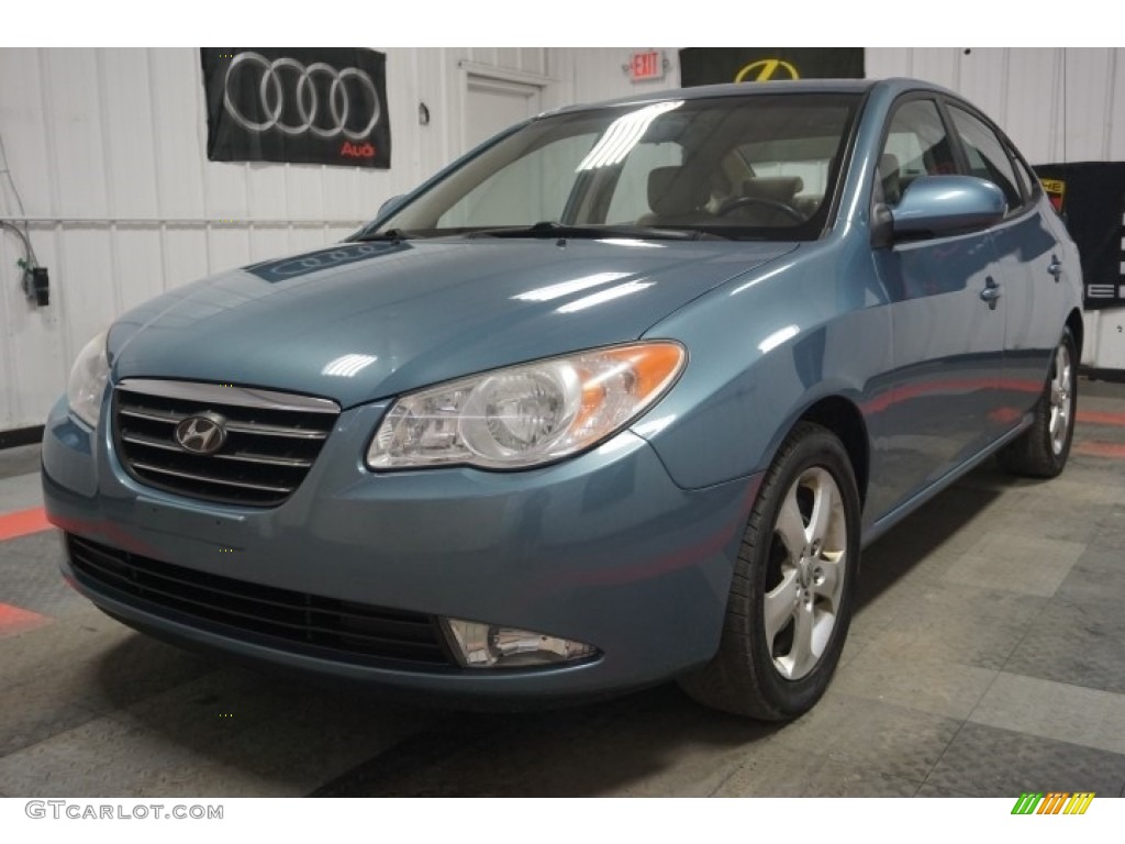 2007 Elantra Limited Sedan - Seattle Light Blue / Beige photo #3