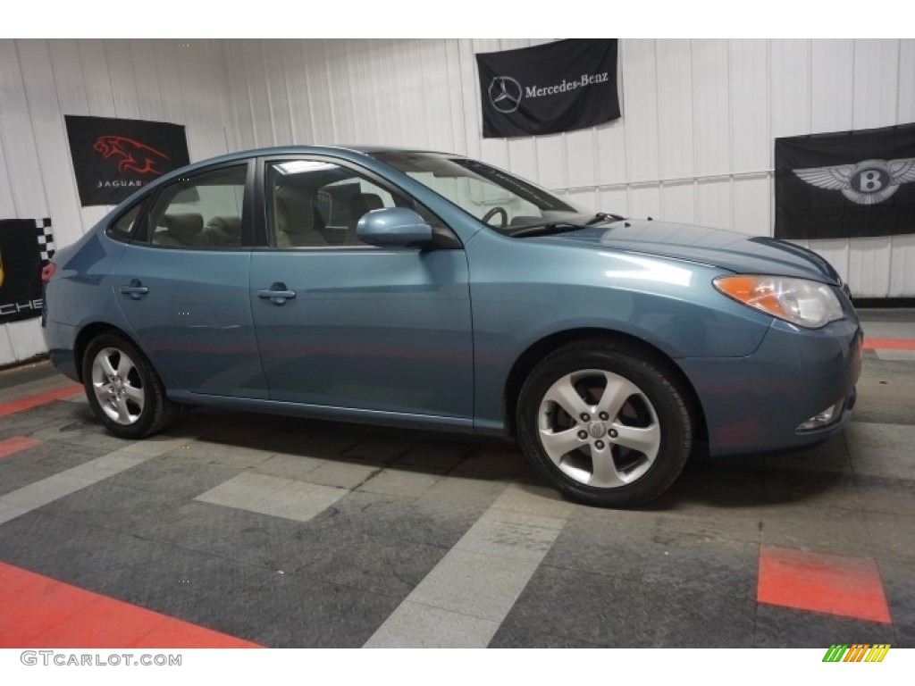 2007 Elantra Limited Sedan - Seattle Light Blue / Beige photo #6