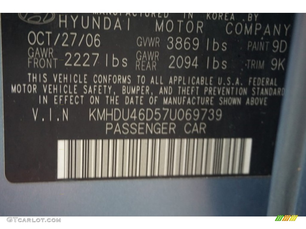 2007 Elantra Limited Sedan - Seattle Light Blue / Beige photo #14