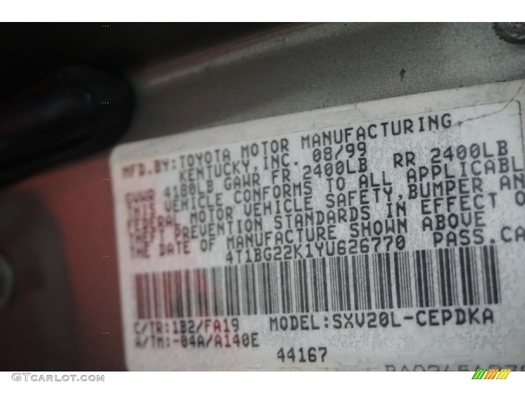 2000 Camry CE - Antique Sage Pearl / Gray photo #14