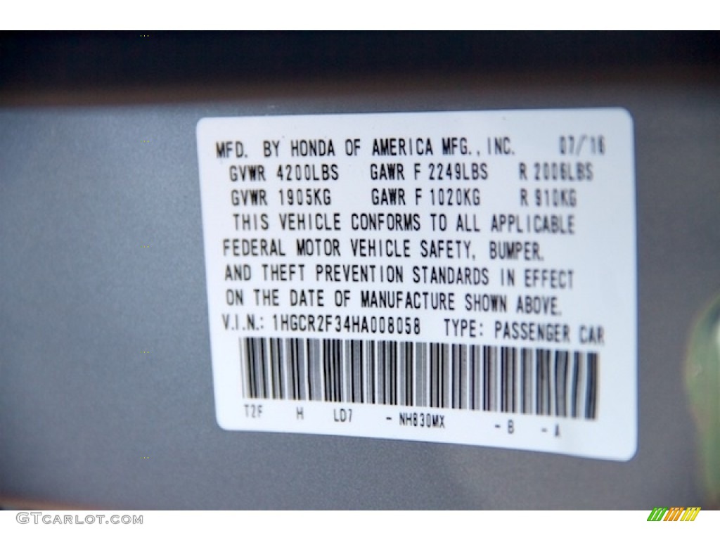 2017 Accord LX Sedan - Lunar Silver Metallic / Gray photo #17