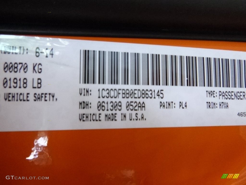 2014 Dart SXT - Header Orange / Black/Light Tungsten photo #15