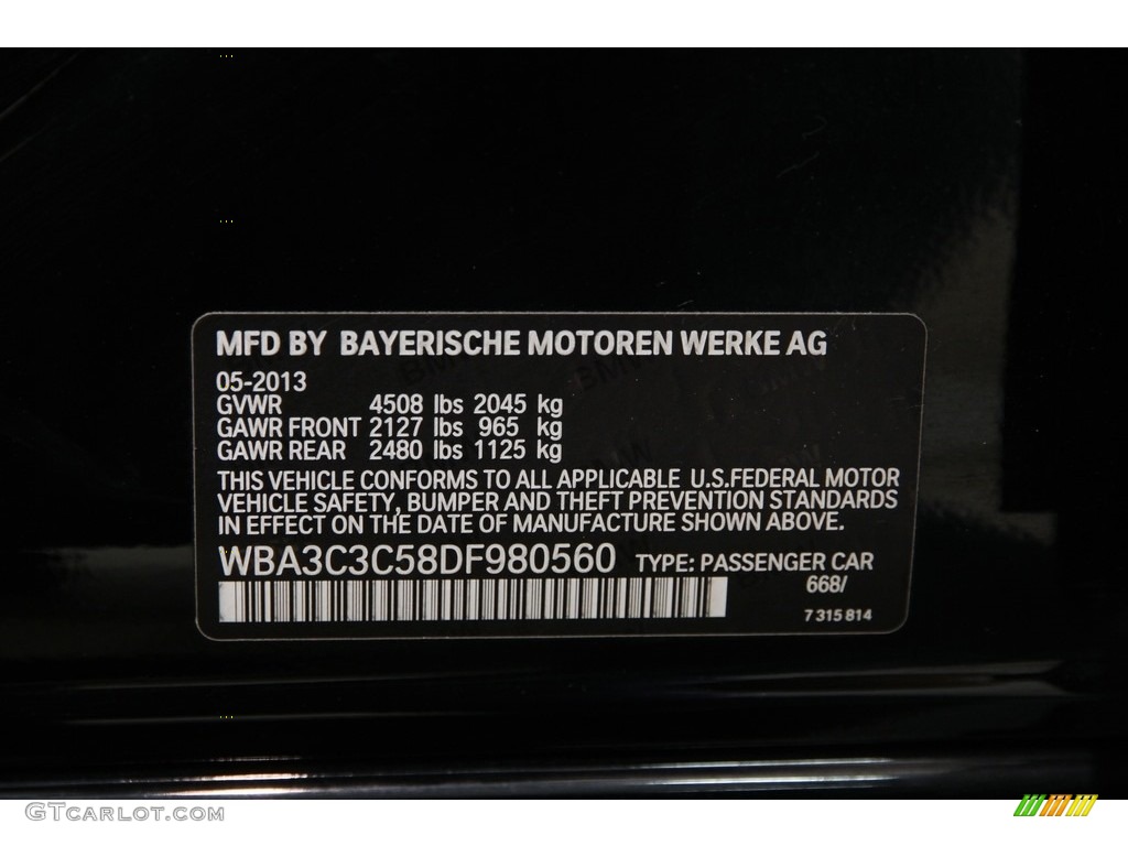 2013 3 Series 320i xDrive Sedan - Jet Black / Black photo #24