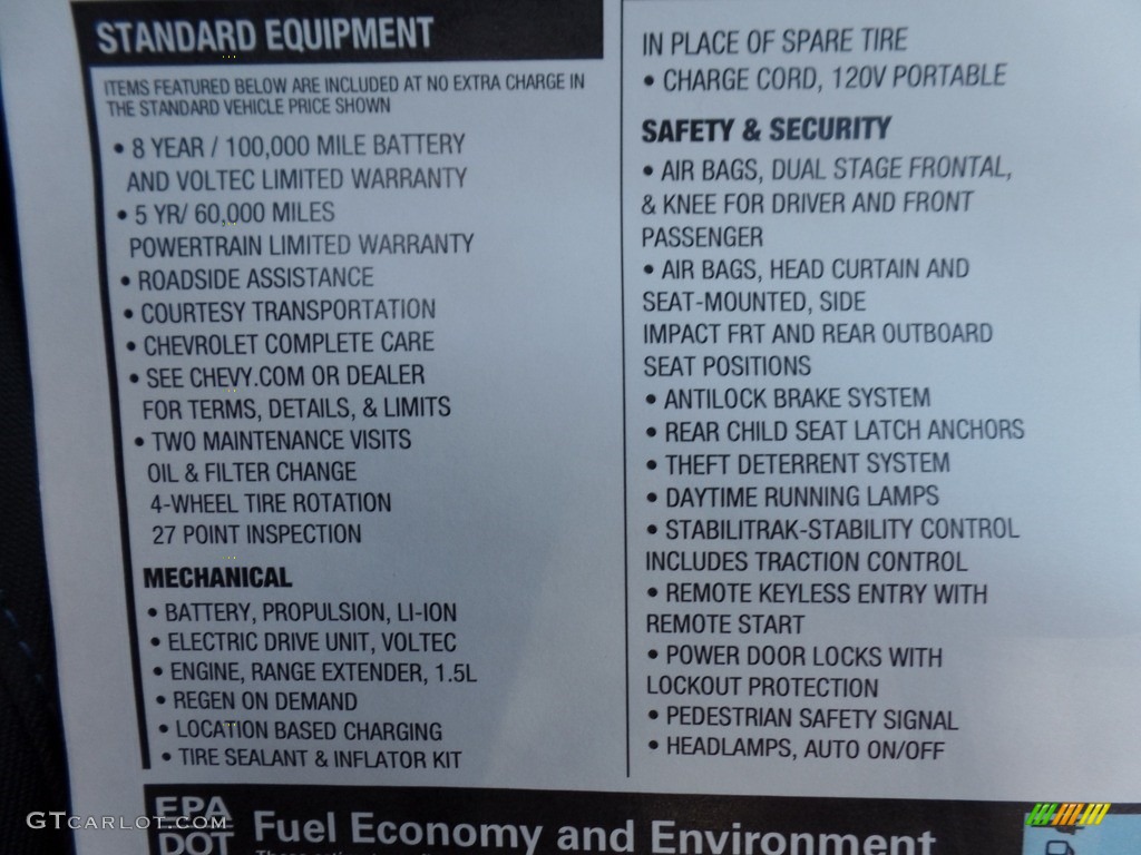 2017 Chevrolet Volt LT Window Sticker Photo #114657607