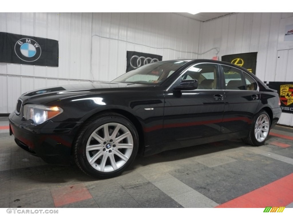 2002 7 Series 745i Sedan - Black Sapphire Metallic / Black photo #2