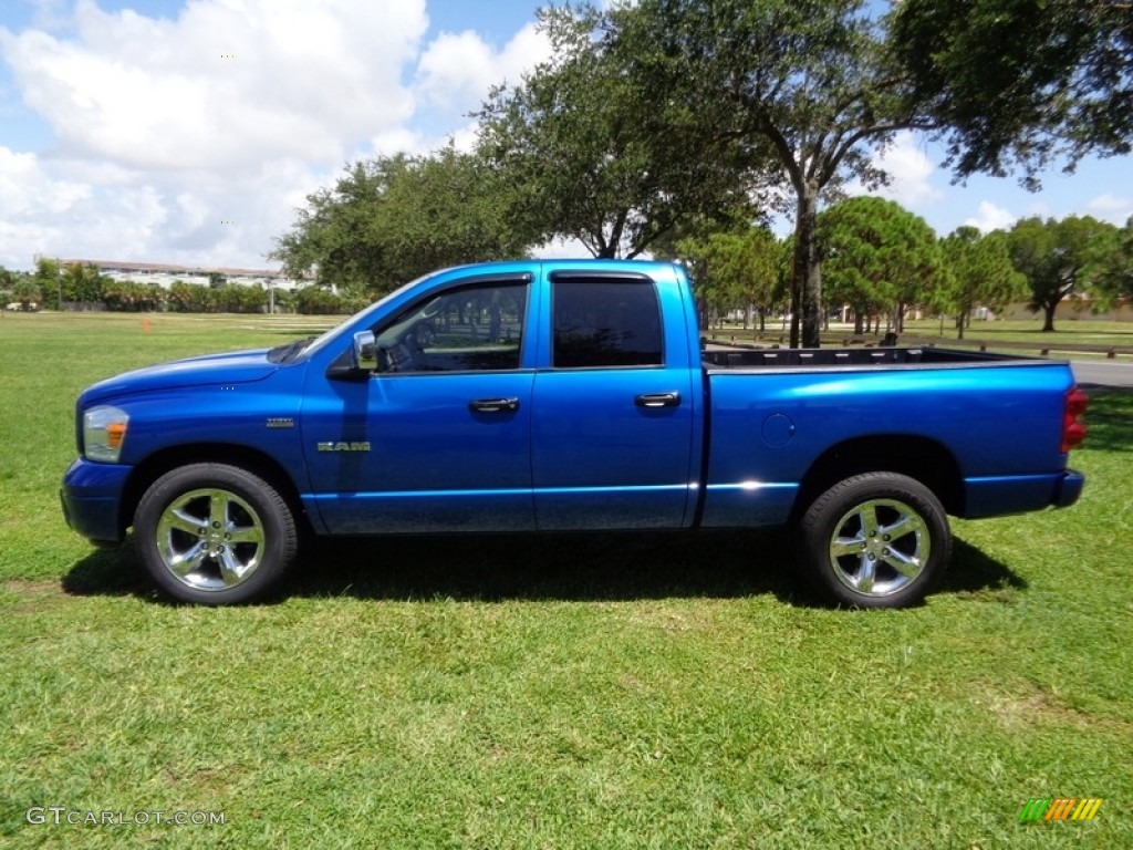 2008 Ram 1500 SLT Quad Cab - Electric Blue Pearl / Medium Slate Gray photo #4