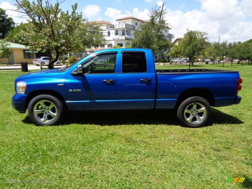 2008 Ram 1500 SLT Quad Cab - Electric Blue Pearl / Medium Slate Gray photo #18