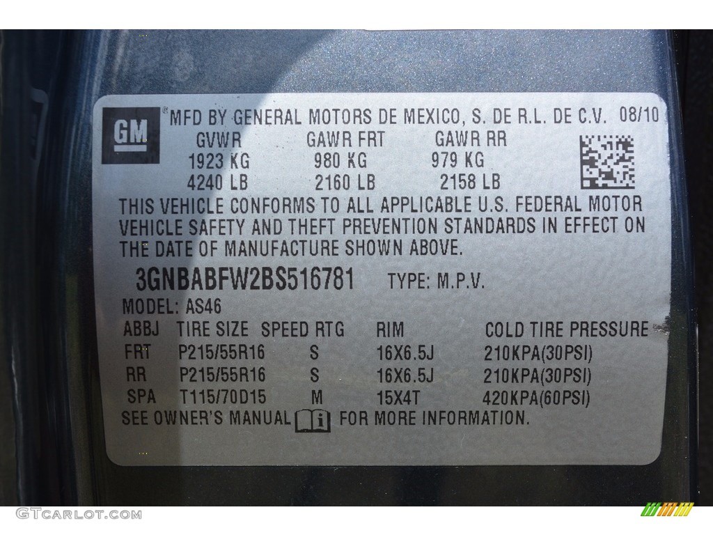 2011 HHR LT - Cyber Gray Metallic / Gray photo #10