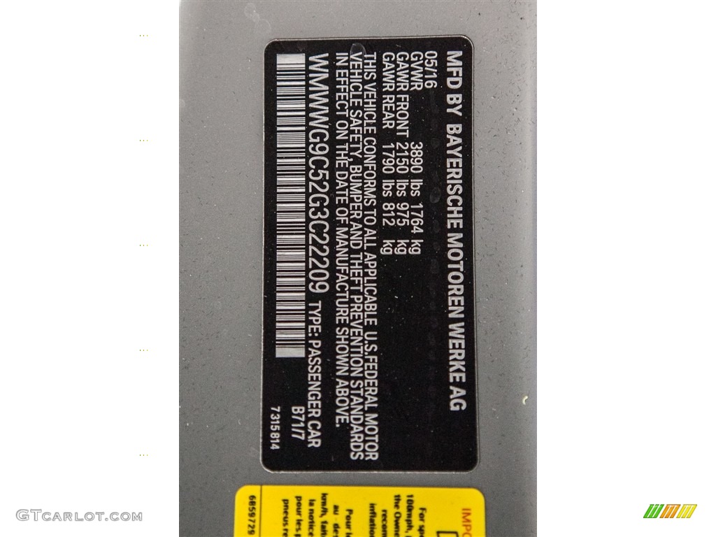 2016 Convertible Color Code B71 for Moonwalk Gray Metallic Photo #114743181