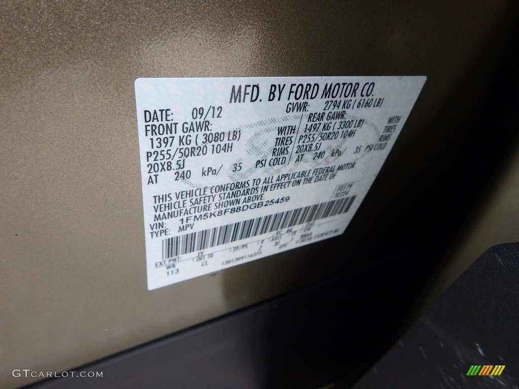 2013 Explorer Limited 4WD - Ginger Ale Metallic / Medium Light Stone photo #23