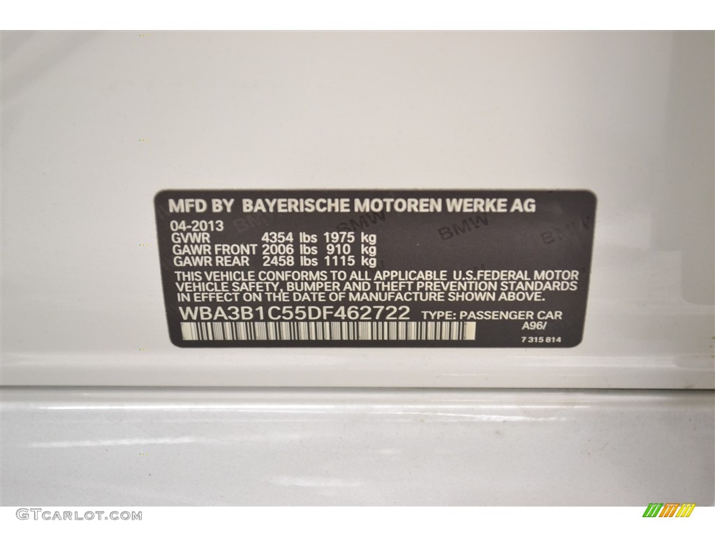 2013 3 Series 320i Sedan - Mineral White Metallic / Black photo #30