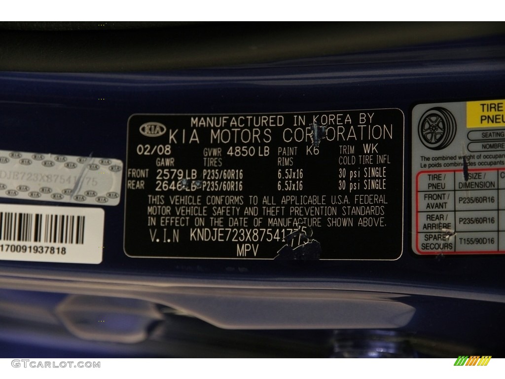 2008 Sportage LX V6 4x4 - Smart Blue Metallic / Black photo #15