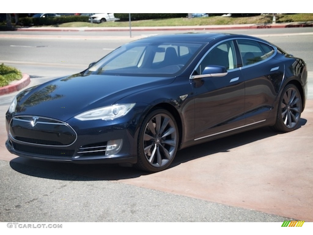 Blue Metallic 2013 Tesla Model S P85 Performance Exterior Photo #114767069