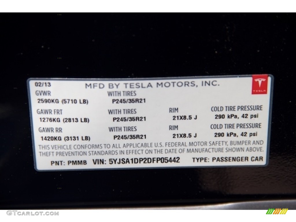 2013 Model S P85 Performance - Blue Metallic / Black photo #35