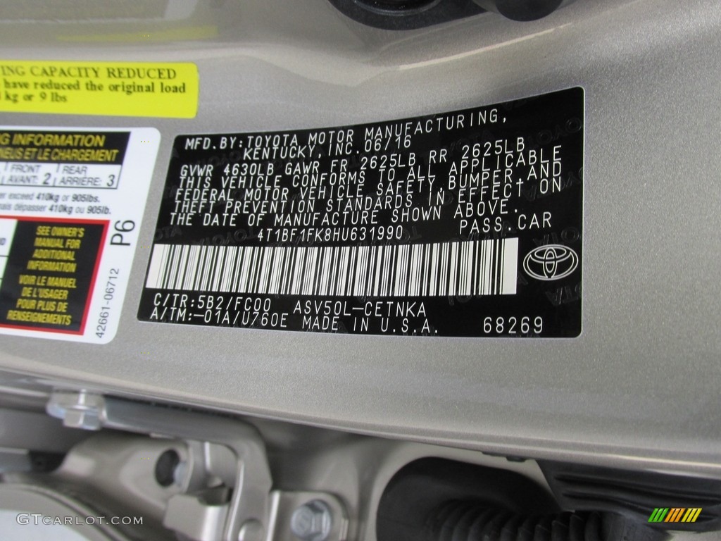 2017 Camry Color Code 5B2 for Creme Brulee Mica Photo #114776618