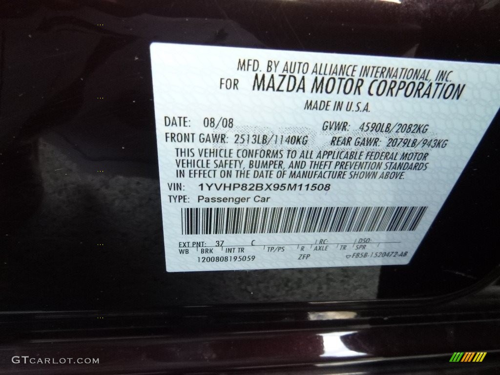 2009 MAZDA6 s Touring - Black Cherry Metallic / Black photo #25