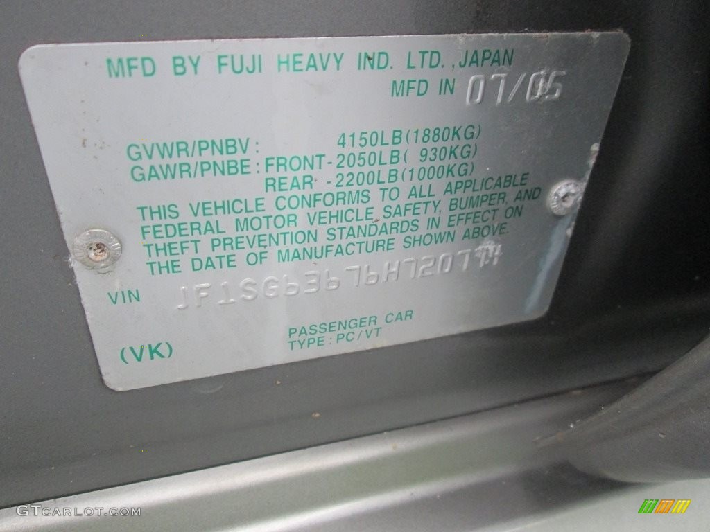 2006 Forester 2.5 X - Steel Gray Metallic / Graphite Gray photo #28