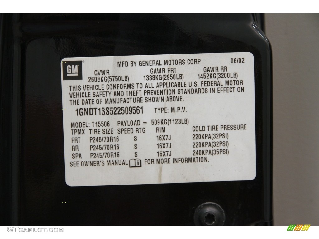 2002 TrailBlazer LS 4x4 - Onyx Black / Dark Pewter photo #18