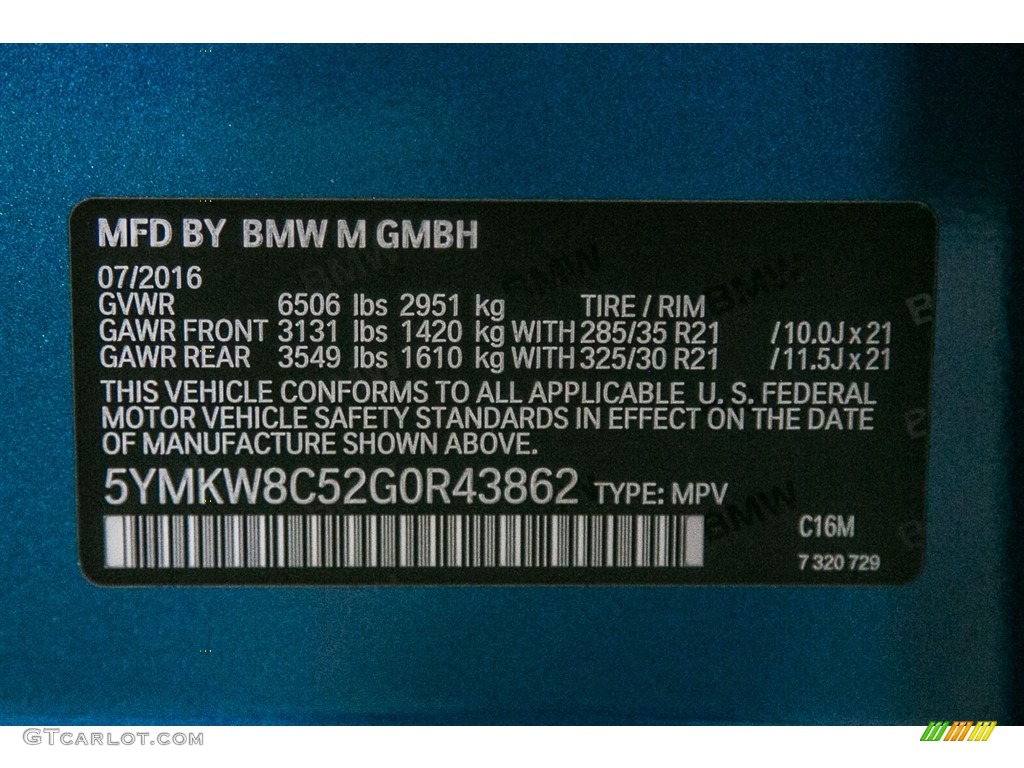 2016 BMW X6 M Standard X6 M Model Color Code Photos