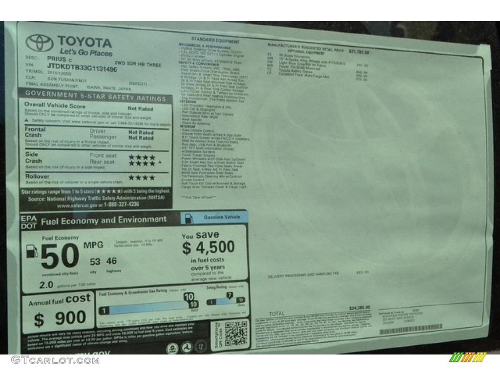 2016 Prius c Three - Sun Fusion / Black photo #10