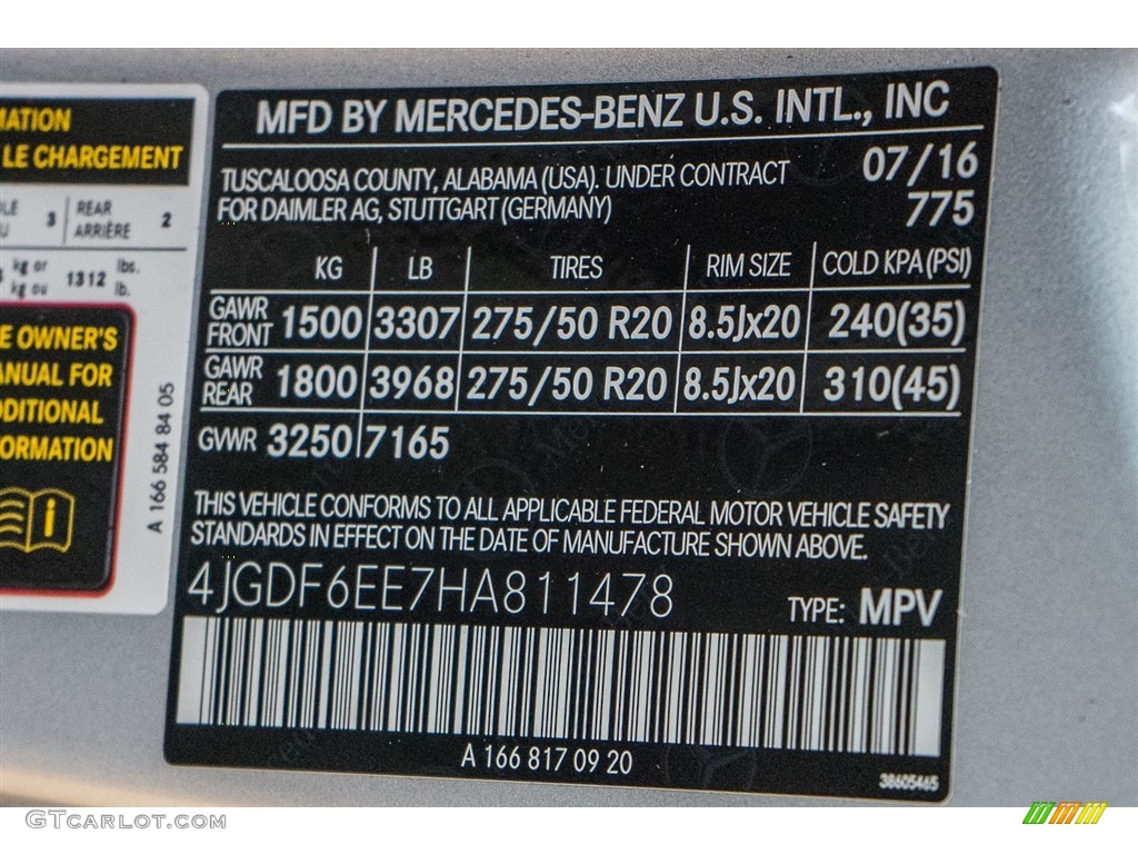 2017 GLS Color Code 775 for Iridium Silver Metallic Photo #114831914