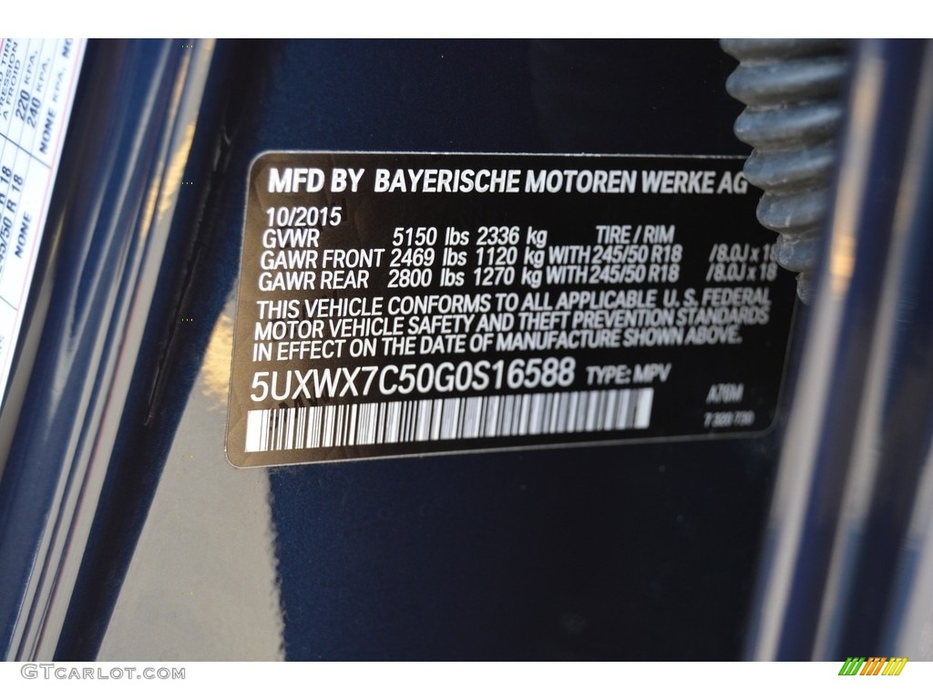 2016 BMW X3 xDrive35i Color Code Photos