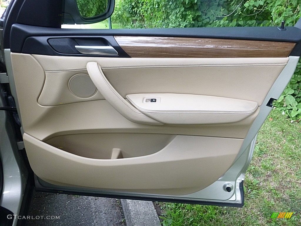 2011 BMW X3 xDrive 28i Sand Beige Nevada Leather Door Panel Photo #114890075