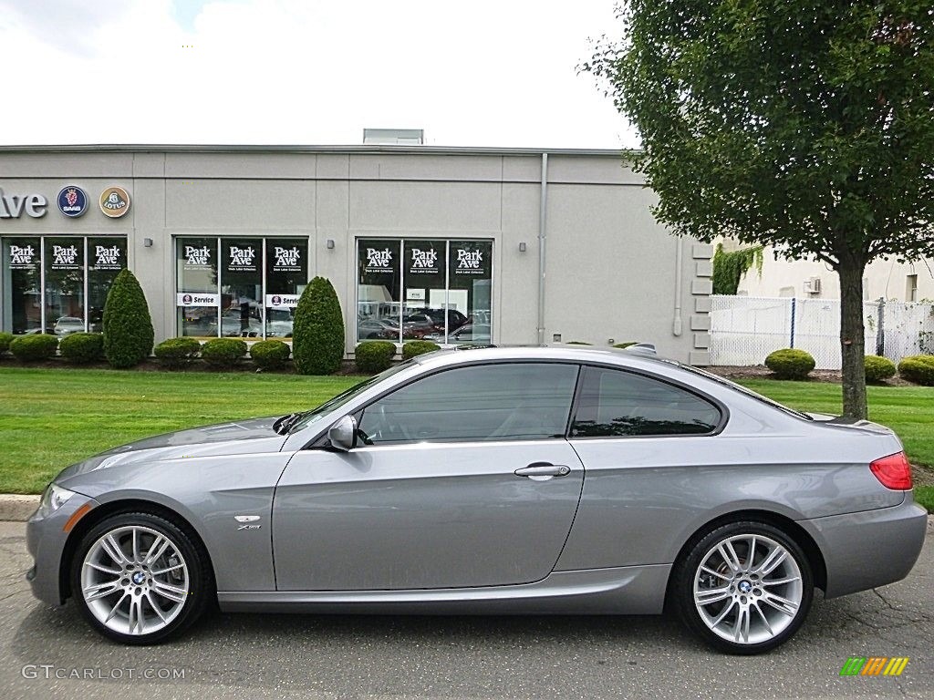 2011 3 Series 335i xDrive Coupe - Space Gray Metallic / Oyster/Black Dakota Leather photo #2