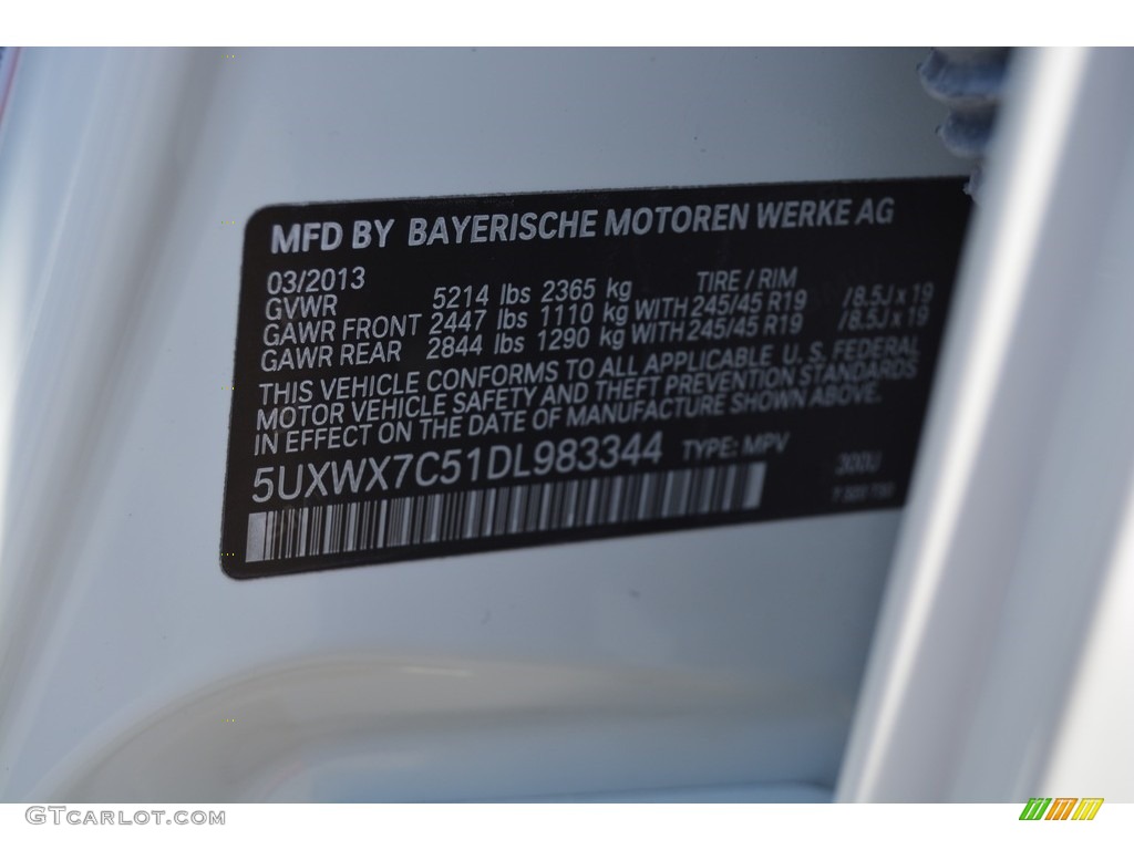 2013 X3 xDrive 35i - Alpine White / Black photo #34