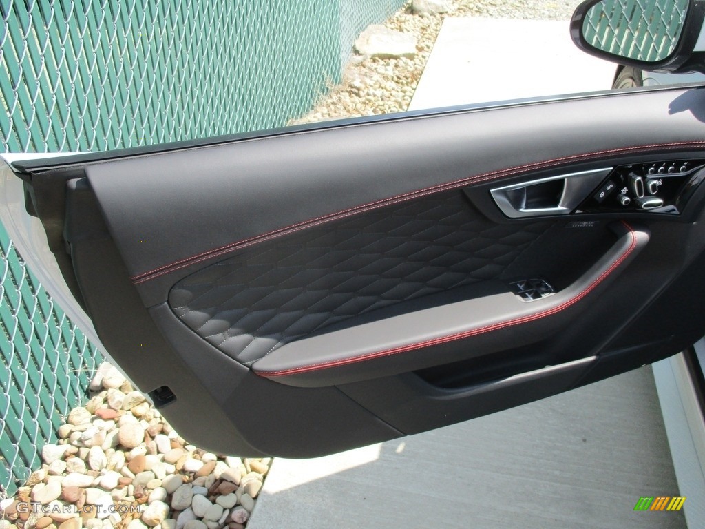2017 Jaguar F-TYPE SVR AWD Convertible SVR Quilted Jet W/Red Stitching Door Panel Photo #114950377