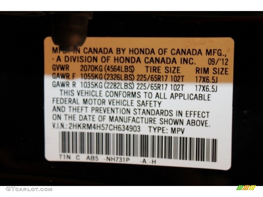 2012 CR-V EX 4WD - Crystal Black Pearl / Black photo #34