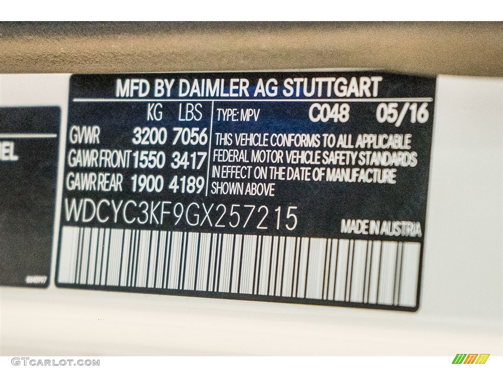 2016 G Color Code 048 for designo Mystic White Metallic Photo #114983519