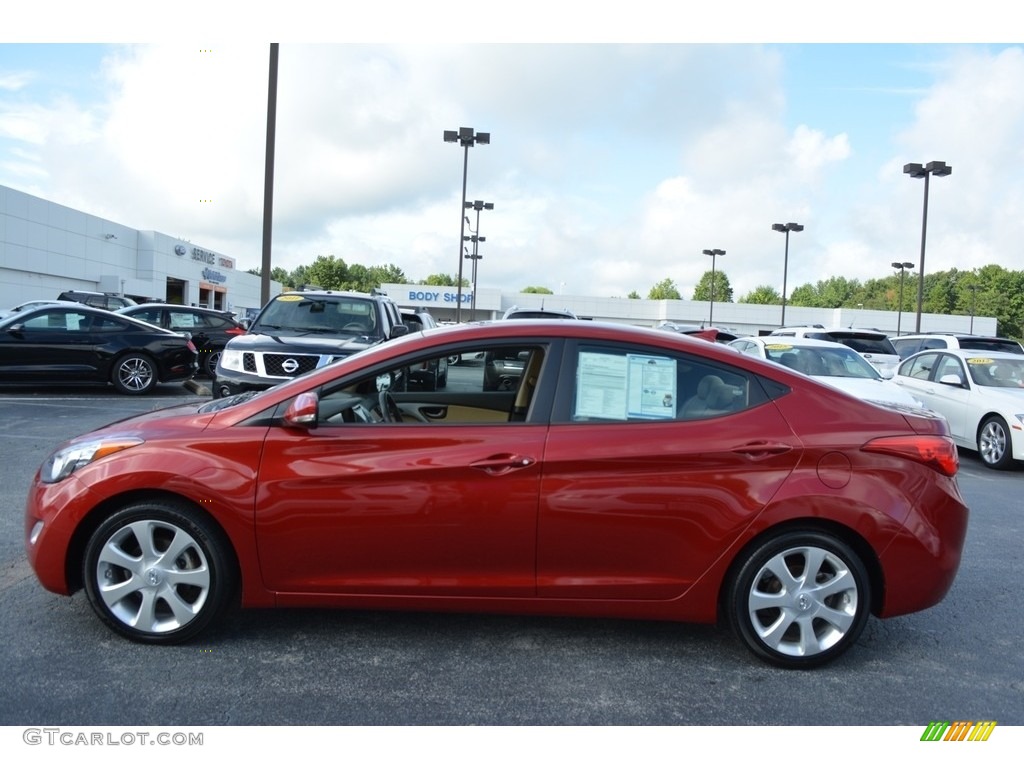 2012 Elantra Limited - Red Allure / Beige photo #6