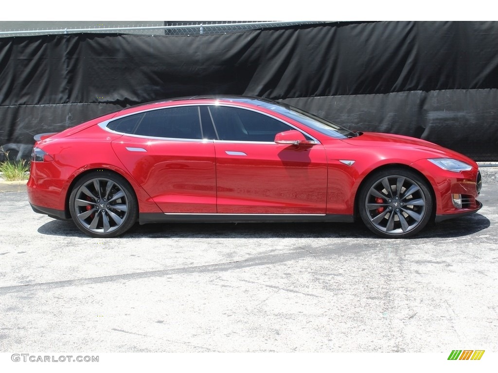 Red Multi-Coat 2014 Tesla Model S P85D Performance Exterior Photo #114997895