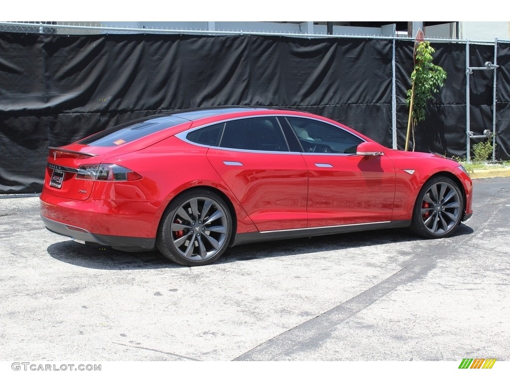 2014 Model S P85D Performance - Red Multi-Coat / Black photo #8