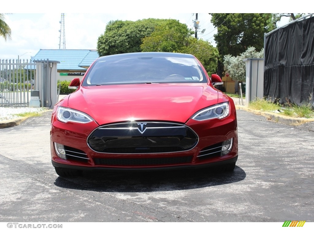 2014 Model S P85D Performance - Red Multi-Coat / Black photo #10