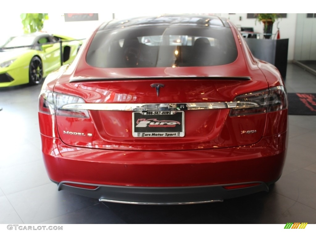 2014 Model S P85D Performance - Red Multi-Coat / Black photo #11